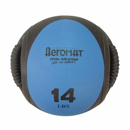 AEROMAT Dual Grip Power Med Ball 9 in. Dia. 14 LB Black- Blue 35135